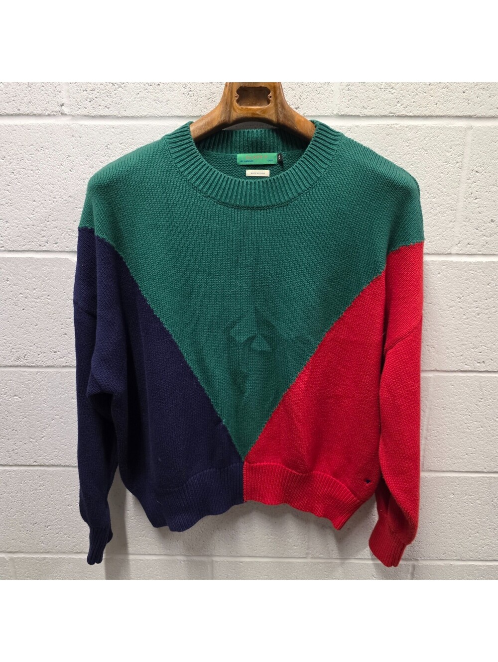 Clare V Size XL Colorblock Drop Shoulder Sweater Flawless Navy Green 27x25